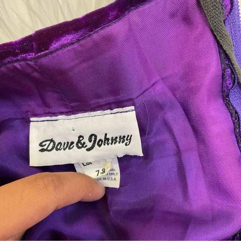 Dave & Johnny Vintage Purple Velvet & Tulle Formal Ball Gown Prom Dress S - Picture 13 of 13